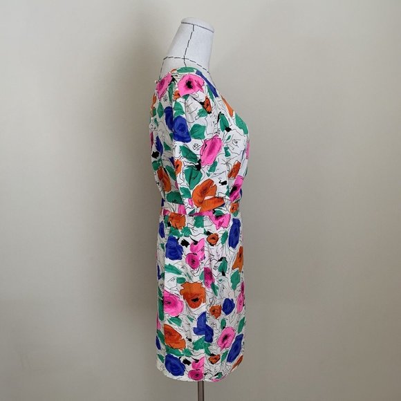 Vintage 80s Stracci Custom Vibrant Silk Floral Print Blouse Top Skirt Set Ungaro - Picture 7 of 11